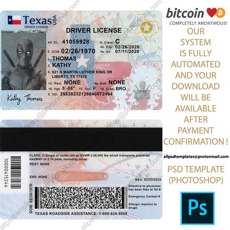 Template Texas Drivers License